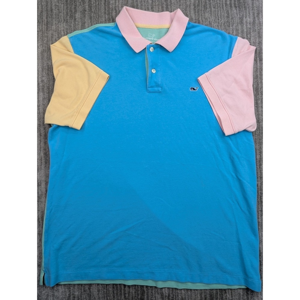 Vineyard Vines Colorblock Polo Shirt Mens Large Large Classic Fit Pastels Cotton